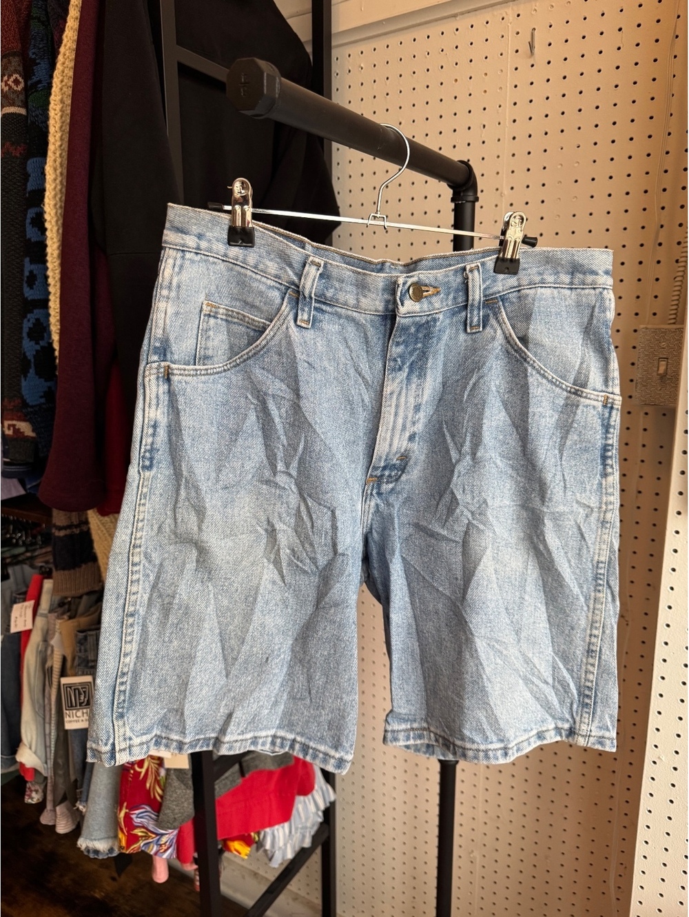 Wrangler Men's Denim Shorts 32 Waist Light Blue 100% Cotton